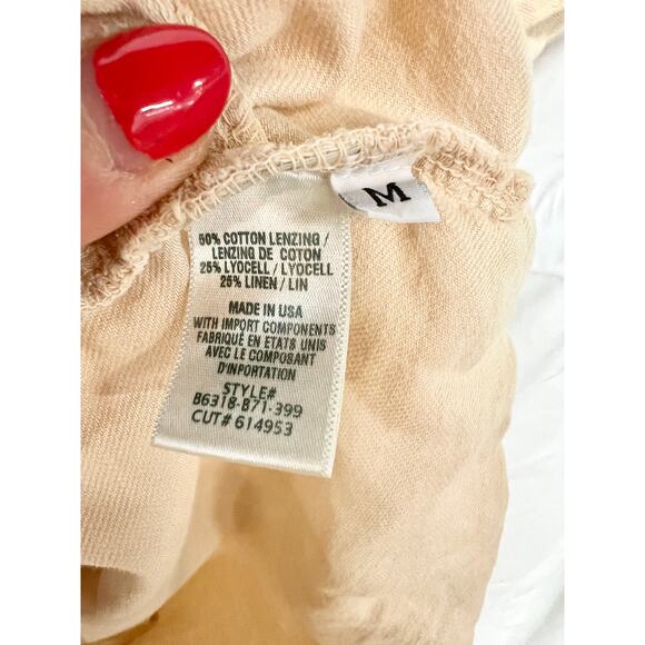 Bella Dahl Short Sleeve Collared Neck Button Front Romper Warm Sand Women's M - Picture 6 of 6